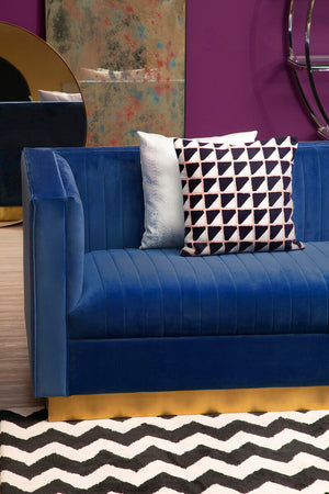 Opal Deep Blue Velvet 3 Seater Sofa – detail 2