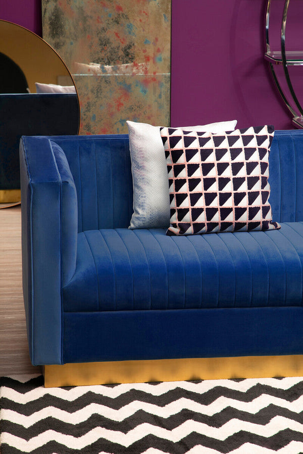 Opal Deep Blue Velvet 3 Seater Sofa – detail 2