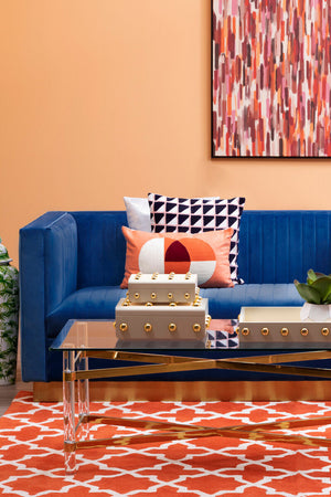 Opal Deep Blue Velvet 3 Seater Sofa – in room setting 2