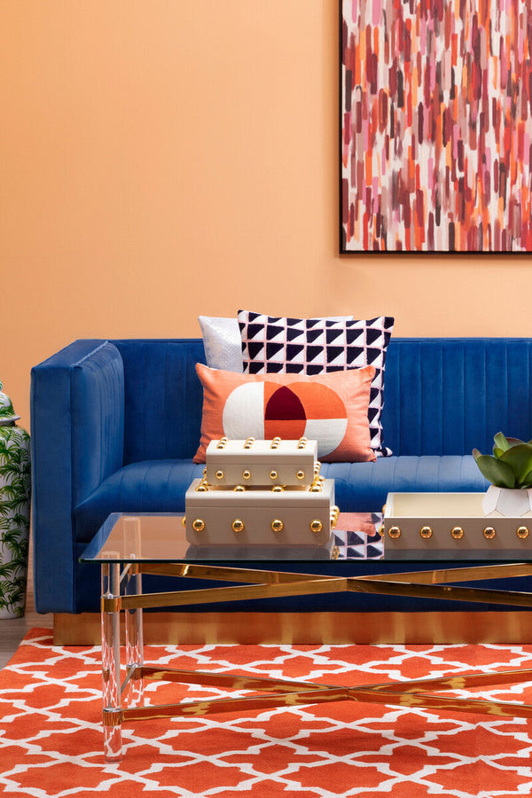 Opal Deep Blue Velvet 3 Seater Sofa – in room setting 2