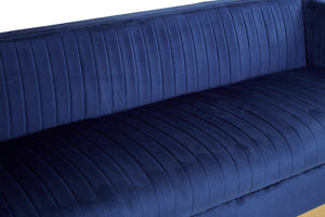 Opal Deep Blue Velvet 3 Seater Sofa – close-up 2