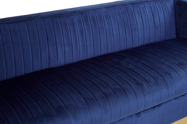Opal Deep Blue Velvet 3 Seater Sofa – close-up 2