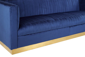 Opal Deep Blue Velvet 3 Seater Sofa – angle view 2