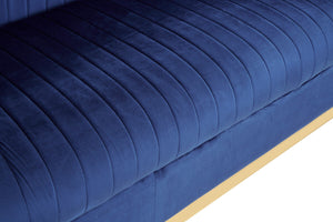 Opal Deep Blue Velvet 3 Seater Sofa – side view 3