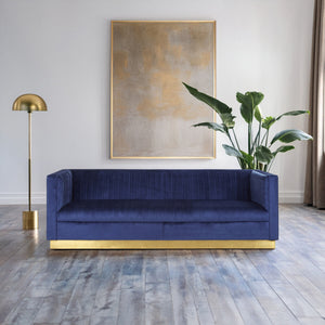 Opal Deep Blue Velvet 3 Seater Sofa – detail
