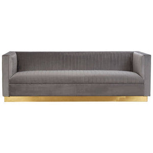Opal Grey Velvet 3 Seater Sofa – side view