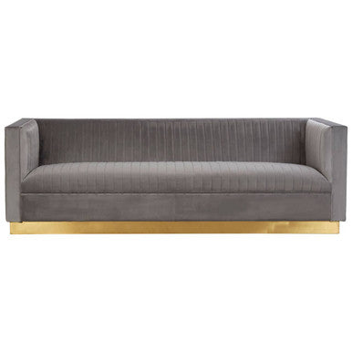 Opal Grey Velvet 3 Seater Sofa – side view