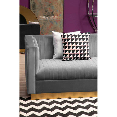 Opal Grey Velvet 3 Seater Sofa – close-up
