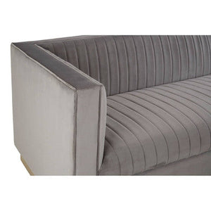 Opal Grey Velvet 3 Seater Sofa – detail 2