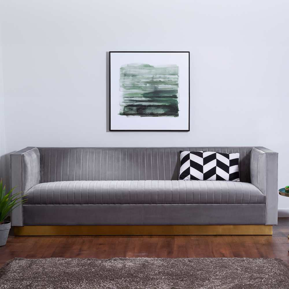 Opal Grey Velvet 3 Seater Sofa