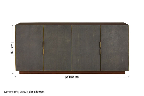 Kempton Grey Shagreen Effect 4 Door Sideboard – detail 2