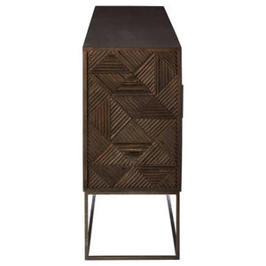 Saira Grey Carved Mango Wood 4 Door Sideboard – detail