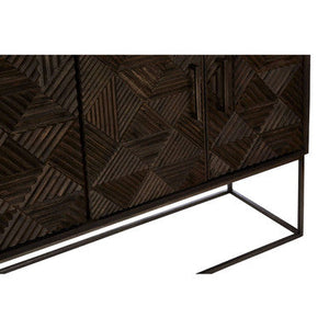 Saira Grey Carved Mango Wood 4 Door Sideboard – angle view