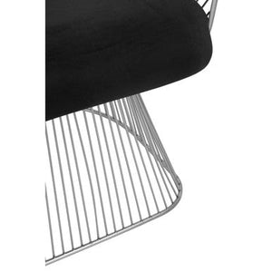 Anzio Black Velvet And Brushed Silver Chair