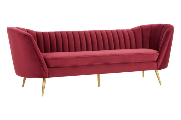 Binky Red Wine Velvet 3 Seater Sofa – detail