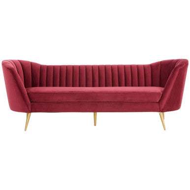 Binky Red Wine Velvet 3 Seater Sofa – side view