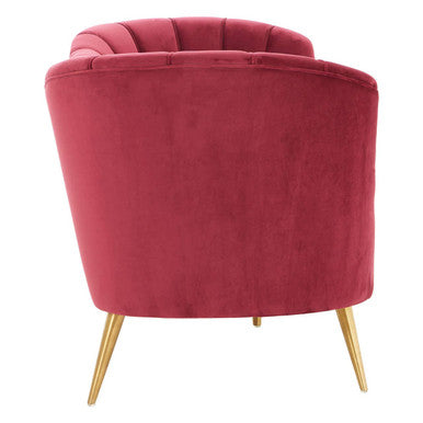 Binky Red Wine Velvet 3 Seater Sofa – in room setting
