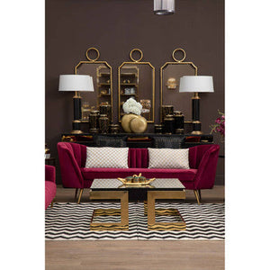 Binky Red Wine Velvet 3 Seater Sofa – back view