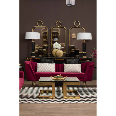 Binky Red Wine Velvet 3 Seater Sofa – back view