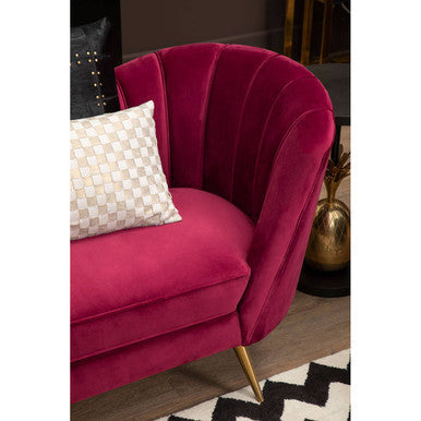 Binky Red Wine Velvet 3 Seater Sofa – angle view