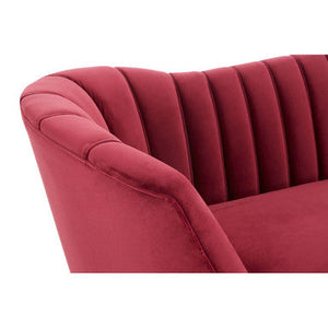 Binky Red Wine Velvet 3 Seater Sofa – side view 2