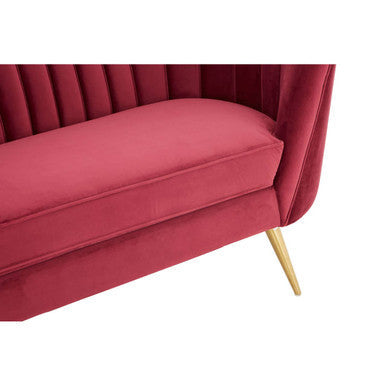 Binky Red Wine Velvet 3 Seater Sofa – in room setting 2