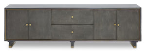 Deskey Grey Shagreen Effect Media Unit – side view