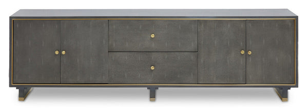 Deskey Grey Shagreen Effect Media Unit – side view
