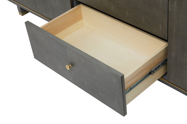 Deskey Grey Shagreen Effect Media Unit – in room setting 3