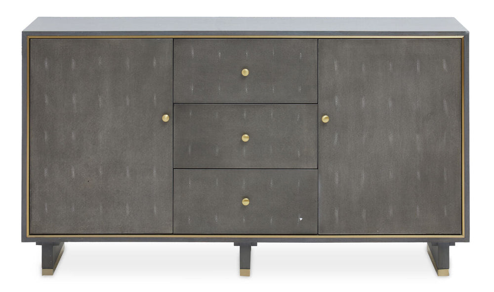 Deskey Grey Shagreen Effect 2 Door and 3 Drawer Sideboard