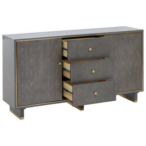 Deskey Grey Shagreen Effect 2 Door and 3 Drawer Sideboard – in room setting