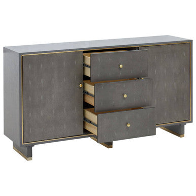 Deskey Grey Shagreen Effect 2 Door and 3 Drawer Sideboard – in room setting
