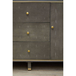 Deskey Grey Shagreen Effect 2 Door and 3 Drawer Sideboard – angle view