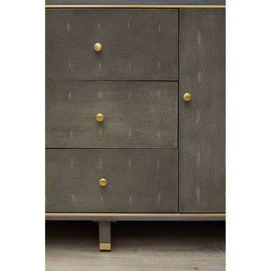Deskey Grey Shagreen Effect 2 Door and 3 Drawer Sideboard – angle view