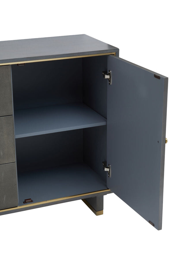 Deskey Grey Shagreen Effect 2 Door and 3 Drawer Sideboard – side view 2