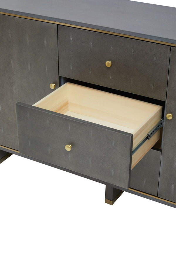 Deskey Grey Shagreen Effect 2 Door and 3 Drawer Sideboard – detail 2