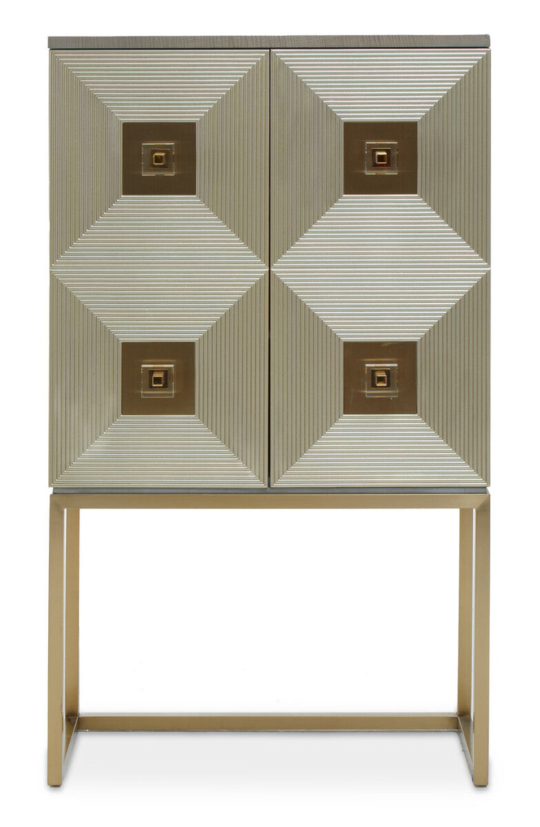 Duvali Grey and Champagne Finish 2 Door Tall Cabinet