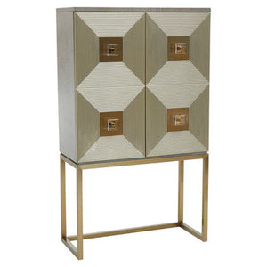 Duvali Grey and Champagne Finish 2 Door Tall Cabinet – detail