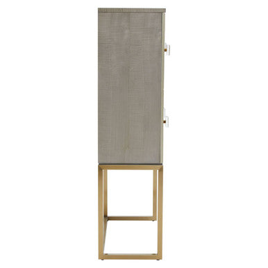 Duvali Grey and Champagne Finish 2 Door Tall Cabinet – detail 2