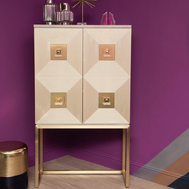 Duvali Grey and Champagne Finish 2 Door Tall Cabinet