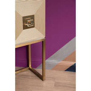 Duvali Grey and Champagne Finish 2 Door Tall Cabinet – close-up