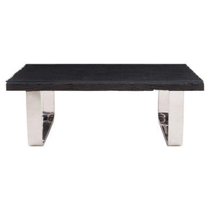 Kerala Black Recycled Wood Coffee Table with Curved Legs – side view
