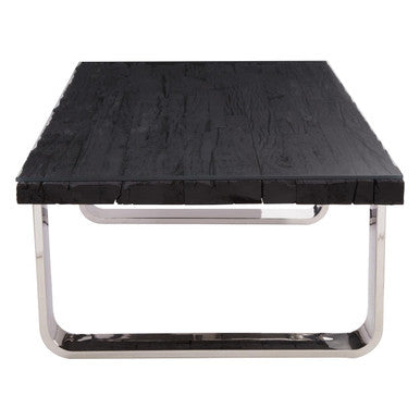 Kerala Black Recycled Wood Coffee Table with Curved Legs – dimensions