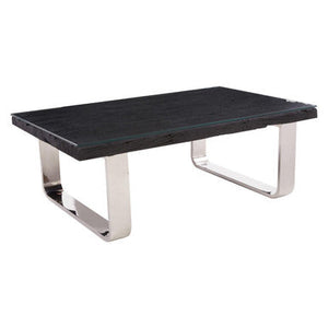 Kerala Black Recycled Wood Coffee Table with Curved Legs – in room setting