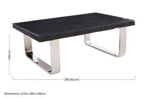 Kerala Black Recycled Wood Coffee Table with Curved Legs – side view 2