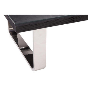 Kerala Black Recycled Wood Coffee Table with Curved Legs – angle view