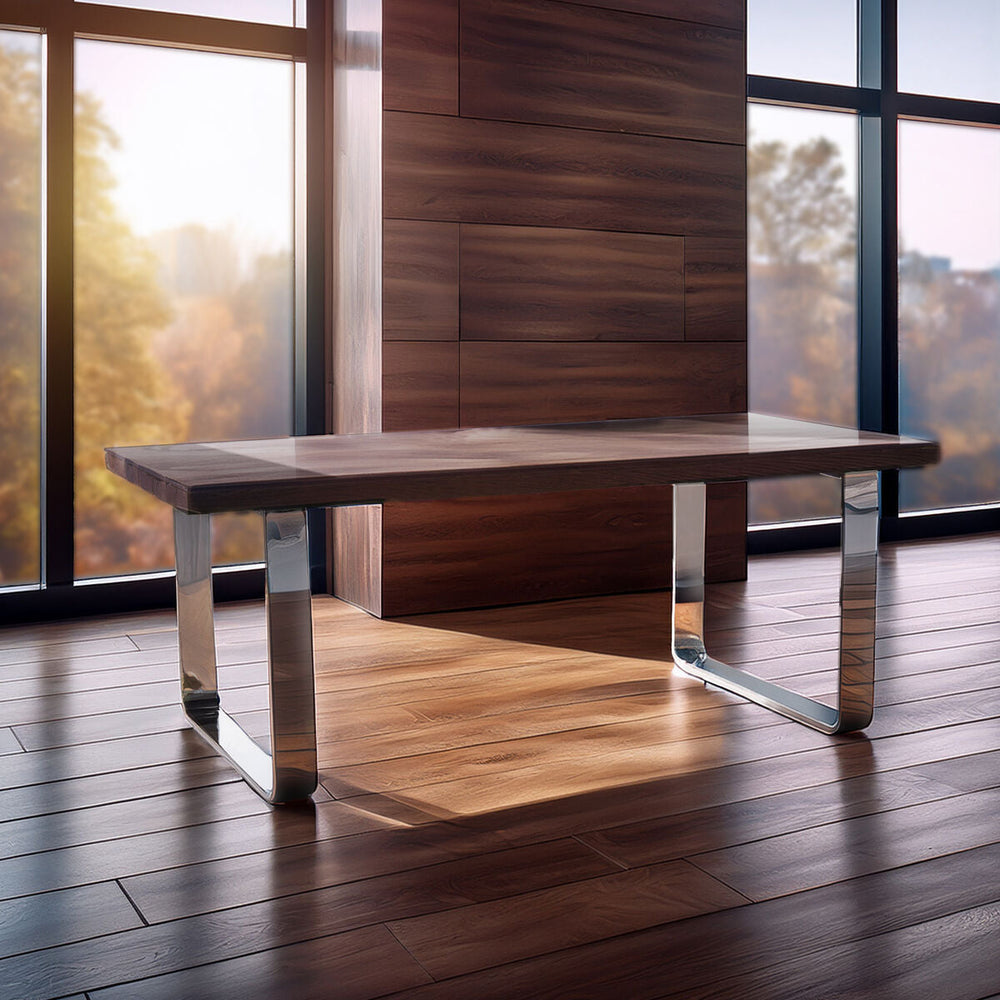 Kerala Natural Recycled Wood Rectangular Dining Table with Curved Legs