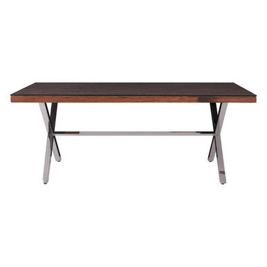 Kerala Natural Recycled Wood Rectangular Dining Table with Cross Base