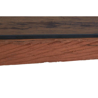Kerala Natural Recycled Wood Rectangular Dining Table with Cross Base – side view 2