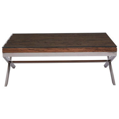 Kerala Natural Recycled Wood Coffee Table with Cross Base